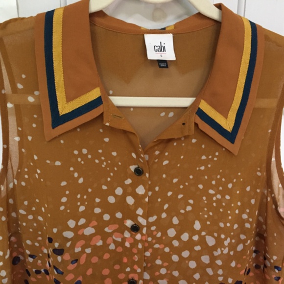 CAbi Sleeveless Button Blouse in Mustard - Picture 6 of 15